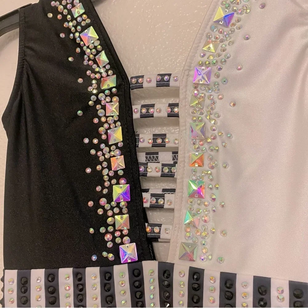 Glamour XLA Adult Black White Dance Costume Competition Solo Jazz Contemporary